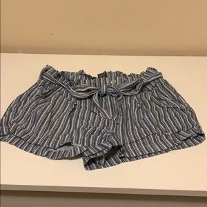 Blue and white striped shorts.